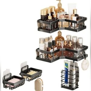 Shower Caddy Hanging 5 Piece Bath Organizer Shelves NEW Black